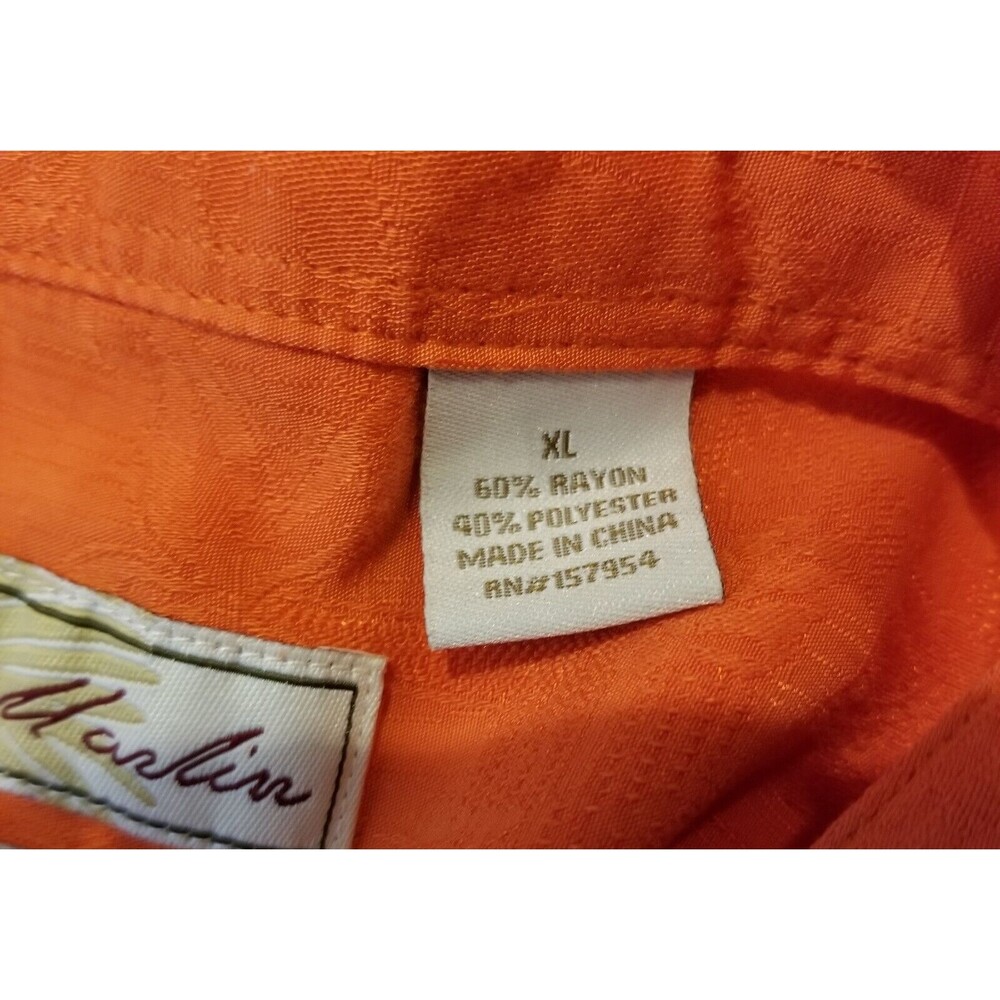 Men's Orange Hawaiian Style Shirt Joe Marlin Comfort Fit Textured Size XL - Picture 5 of 5